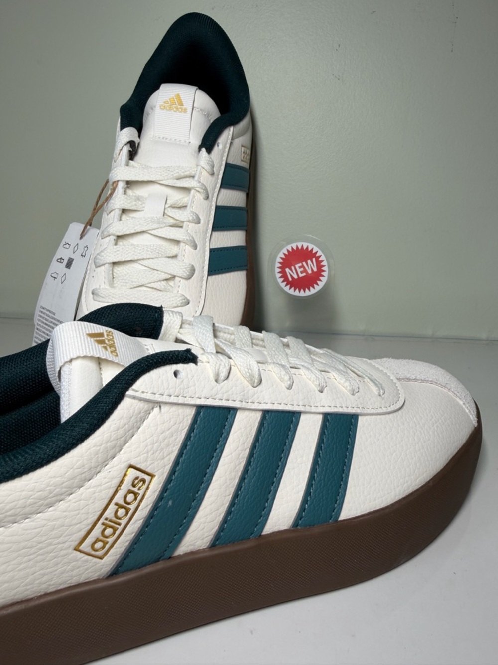NWT adidas - Size 7.5 - Men’s VL Court 3.0 White Green Shoes - JR8635